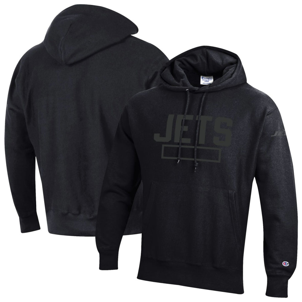 New York Jets Champion Tonal Reverse Weave Fleece Hoodie - Black Hoodies