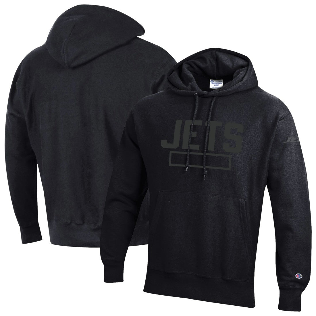 New York Jets Champion Tonal Reverse Weave Fleece Hoodie - Black Hoodies