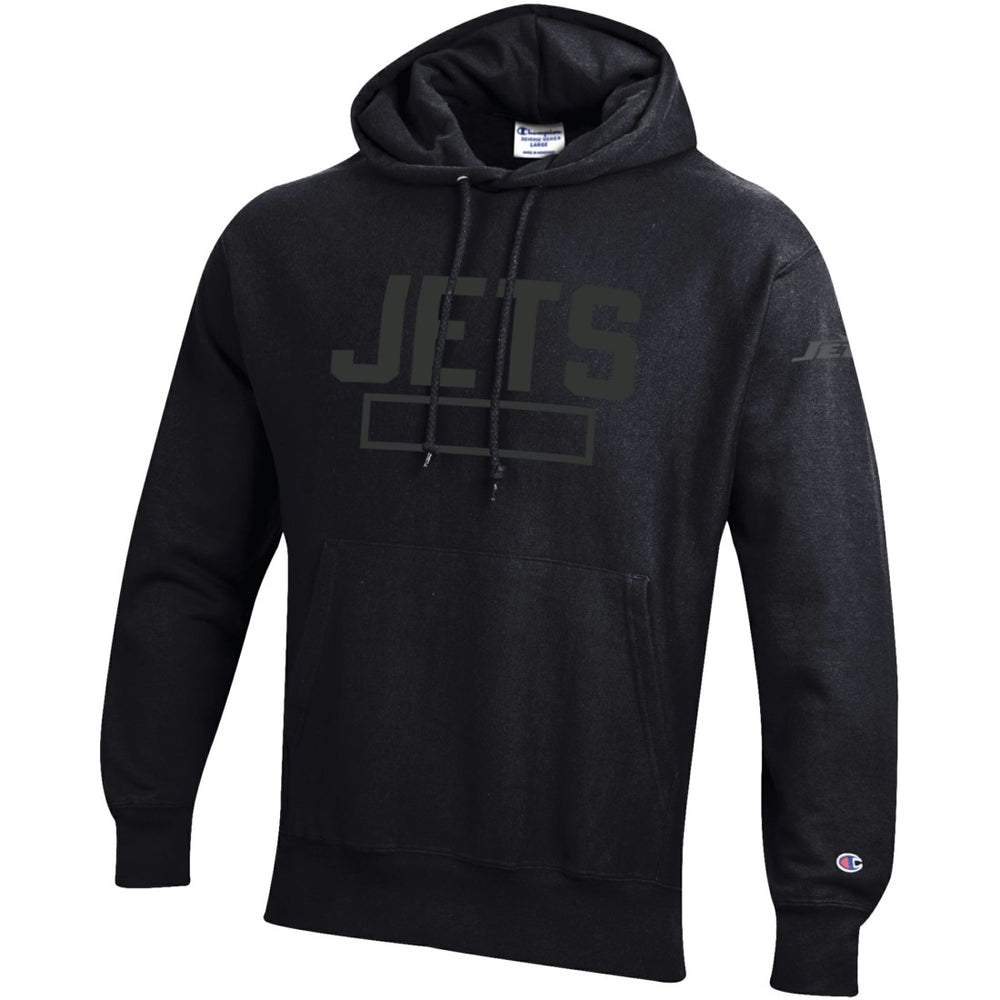New York Jets Champion Tonal Reverse Weave Fleece Hoodie - Black Hoodies