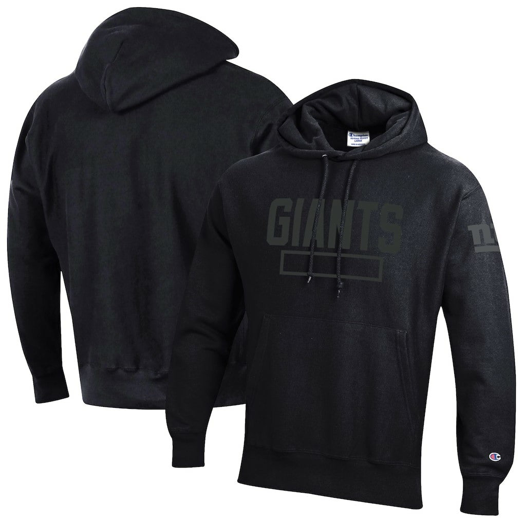 New York Giants Champion Tonal Reverse Weave Fleece Hoodie - Black Hoodies