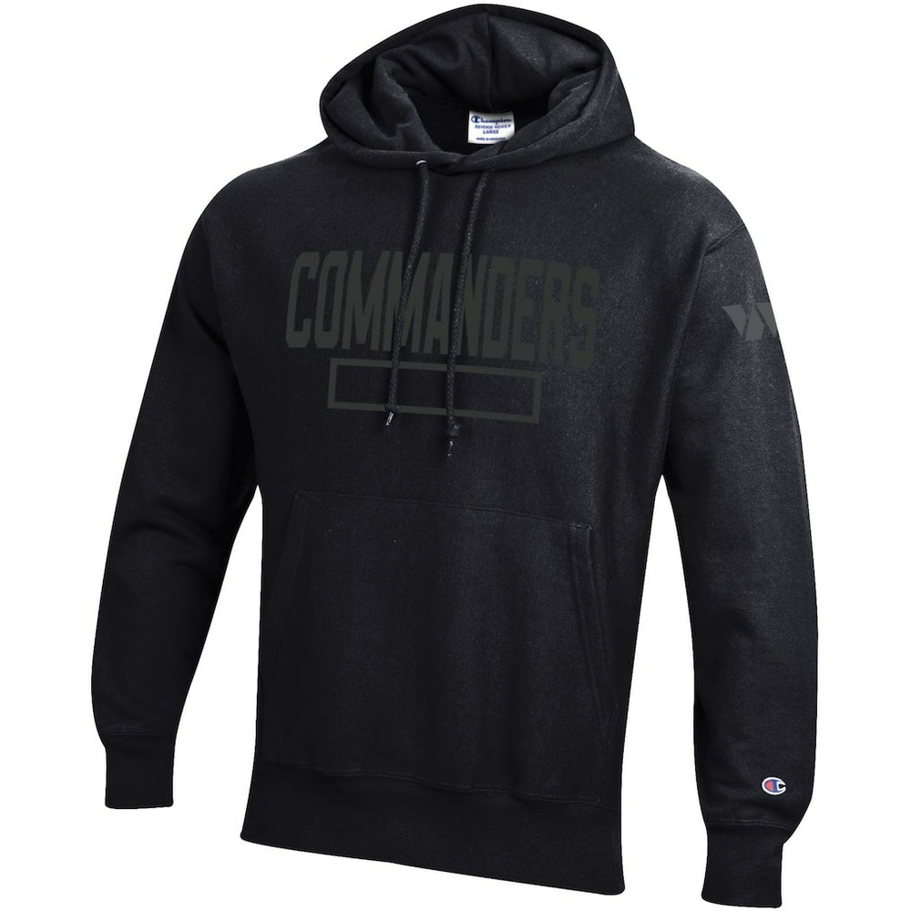 Washington Commanders Champion Tonal Reverse Weave Fleece Hoodie - Black Hoodies