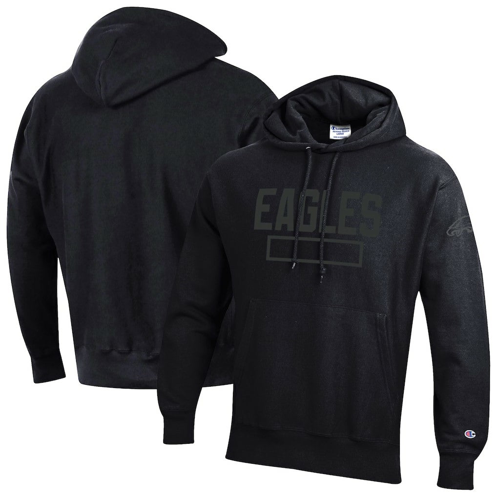 Philadelphia Eagles Champion Tonal Reverse Weave Fleece Hoodie - Black Hoodies