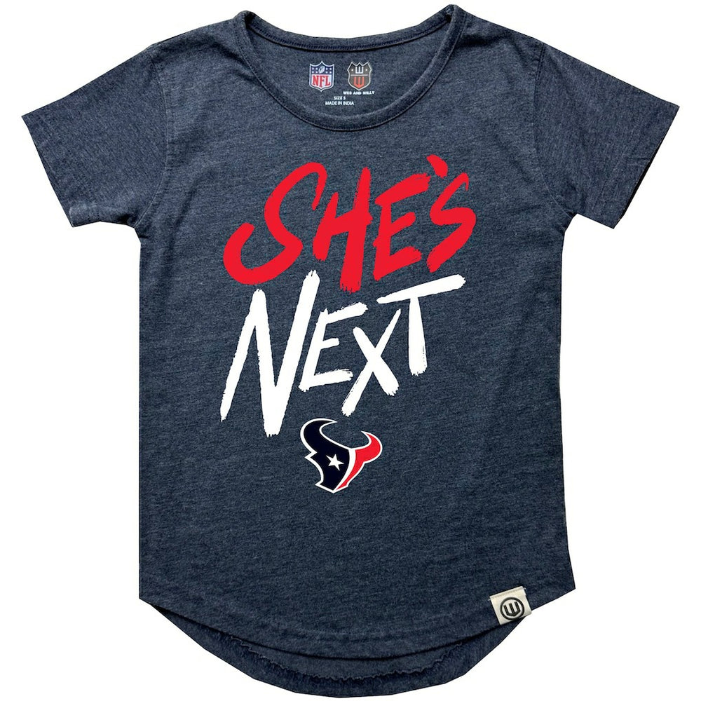 Houston Texans Wes & Willy Girls Youth She's Next Garment Washed T-Shirt - Navy T-shirts