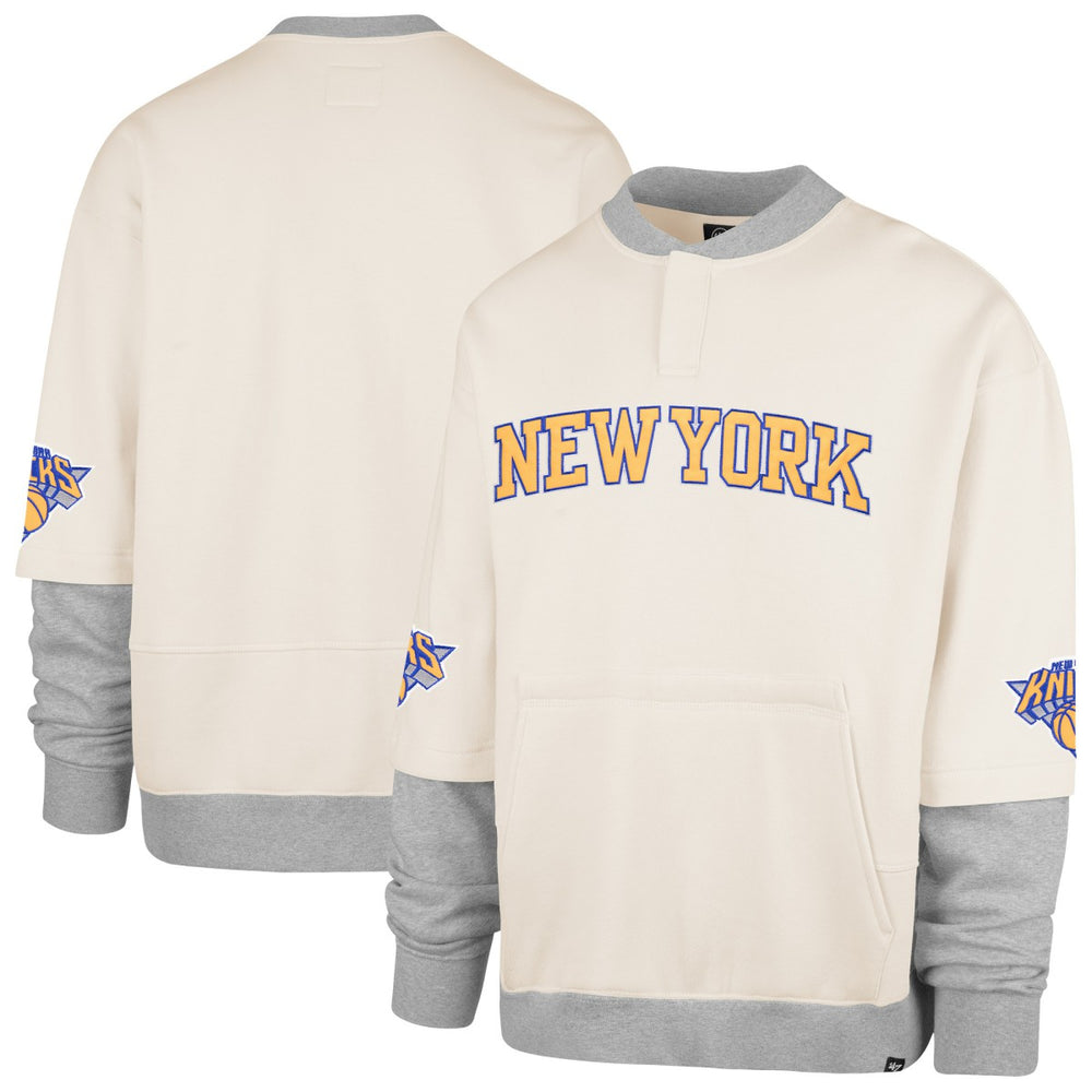 New York Knicks '47 Crossover Collection Trifecta Double Layered Fleece Sweatshirt Cream - 47 brand outlet