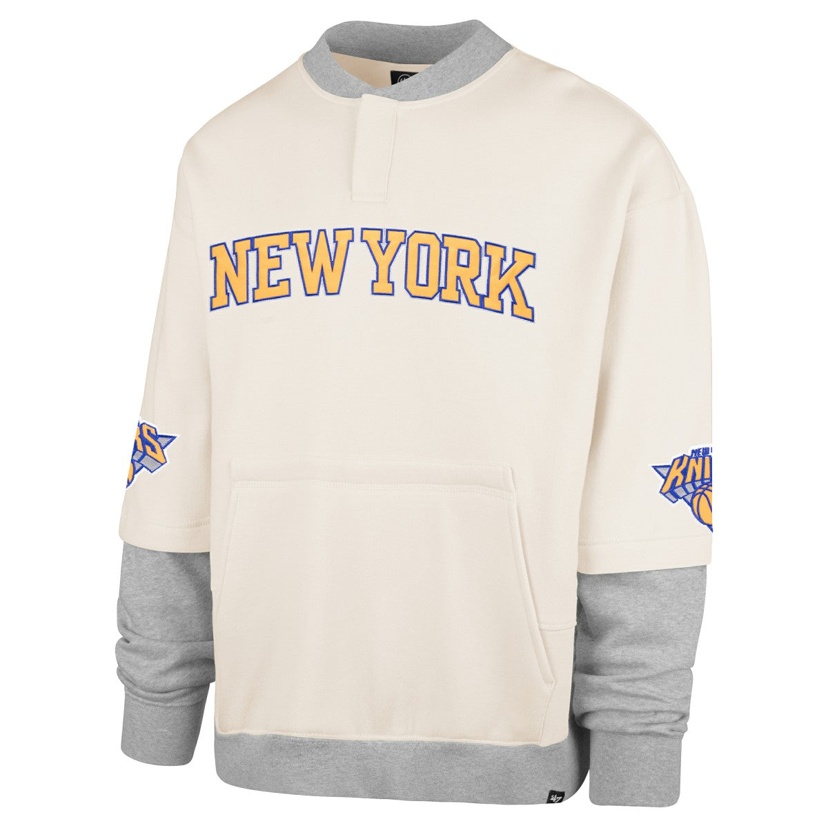 New York Knicks '47 Crossover Collection Trifecta Double Layered Fleece Sweatshirt Cream - 47 brand outlet