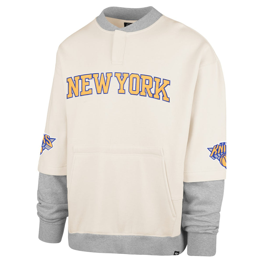New York Knicks '47 Crossover Collection Trifecta Double Layered Fleece Sweatshirt Cream - 47 brand outlet