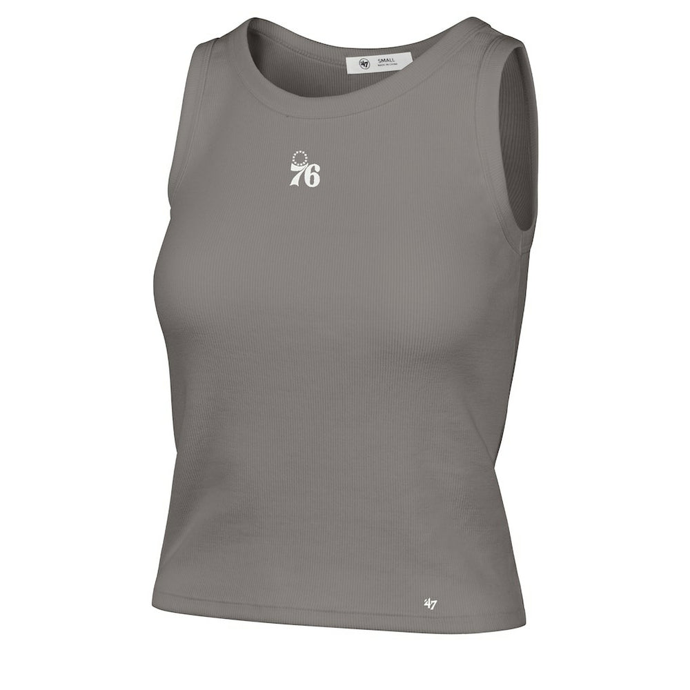 Philadelphia 76ers '47 Women's Cropped Skyhook Baby Rib Tank Gray - 47 brand
