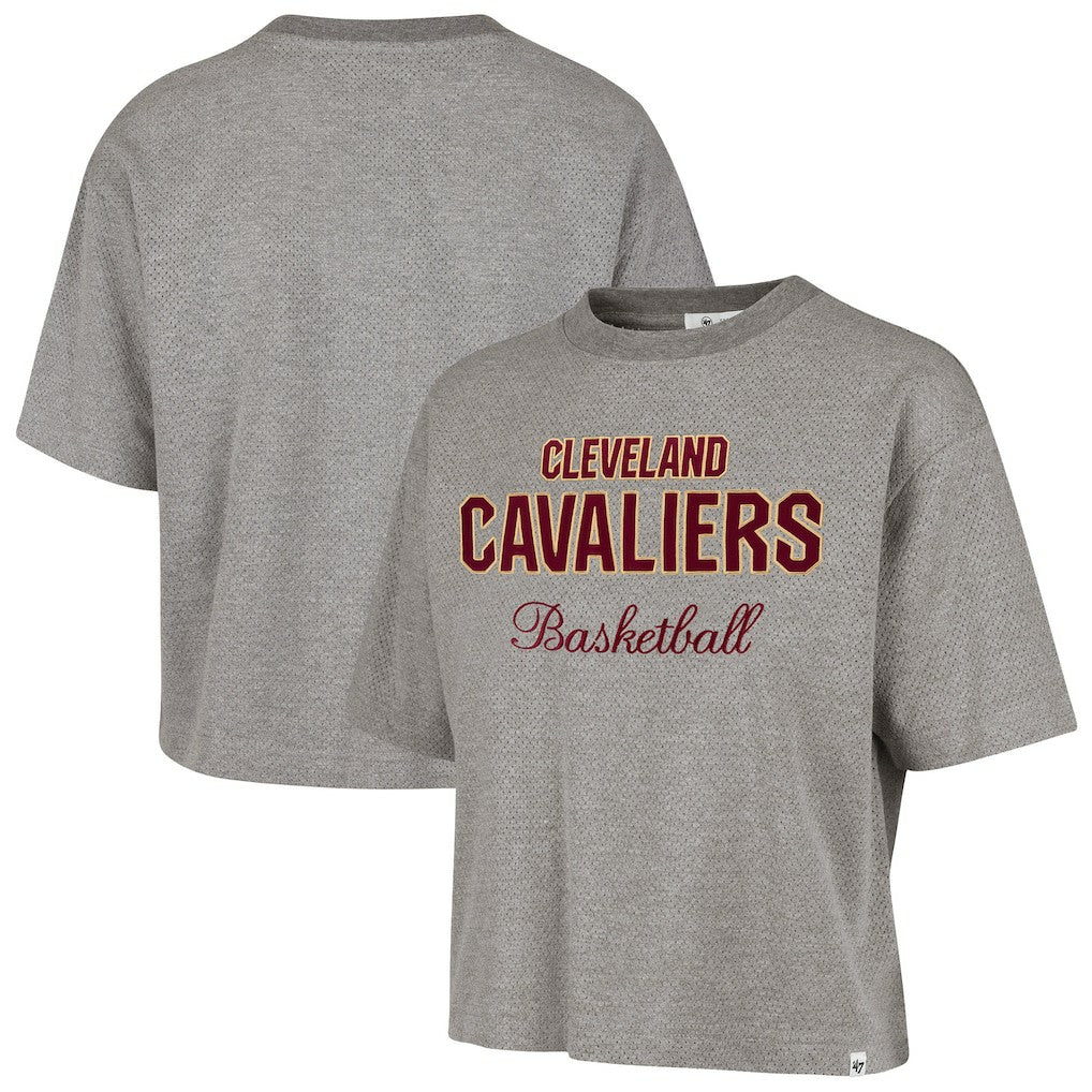 Cleveland Cavaliers '47 Women's Pivot Drop Needle Cropped T-Shirt Gray - 47 brand