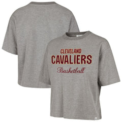 Cleveland Cavaliers '47 Women's Pivot Drop Needle Cropped T-Shirt Gray - 47 brand