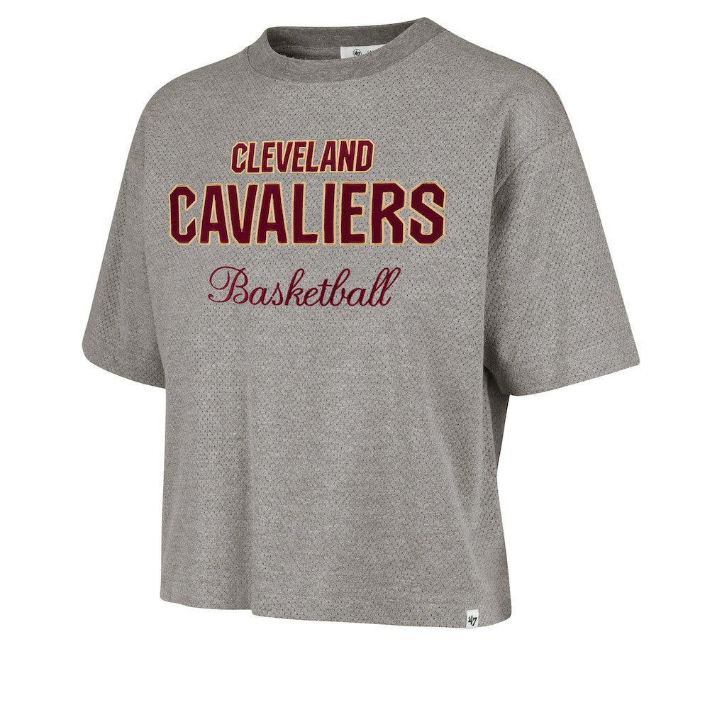 Cleveland Cavaliers '47 Women's Pivot Drop Needle Cropped T-Shirt Gray - 47 brand
