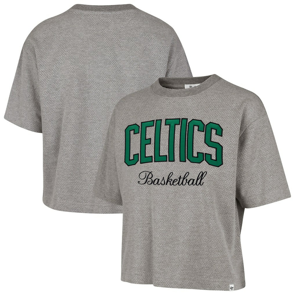 Boston Celtics '47 Women's Pivot Drop Needle Cropped T-Shirt Gray - 47 brand