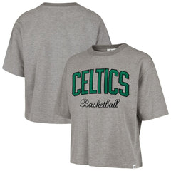 Boston Celtics '47 Women's Pivot Drop Needle Cropped T-Shirt Gray - 47 brand