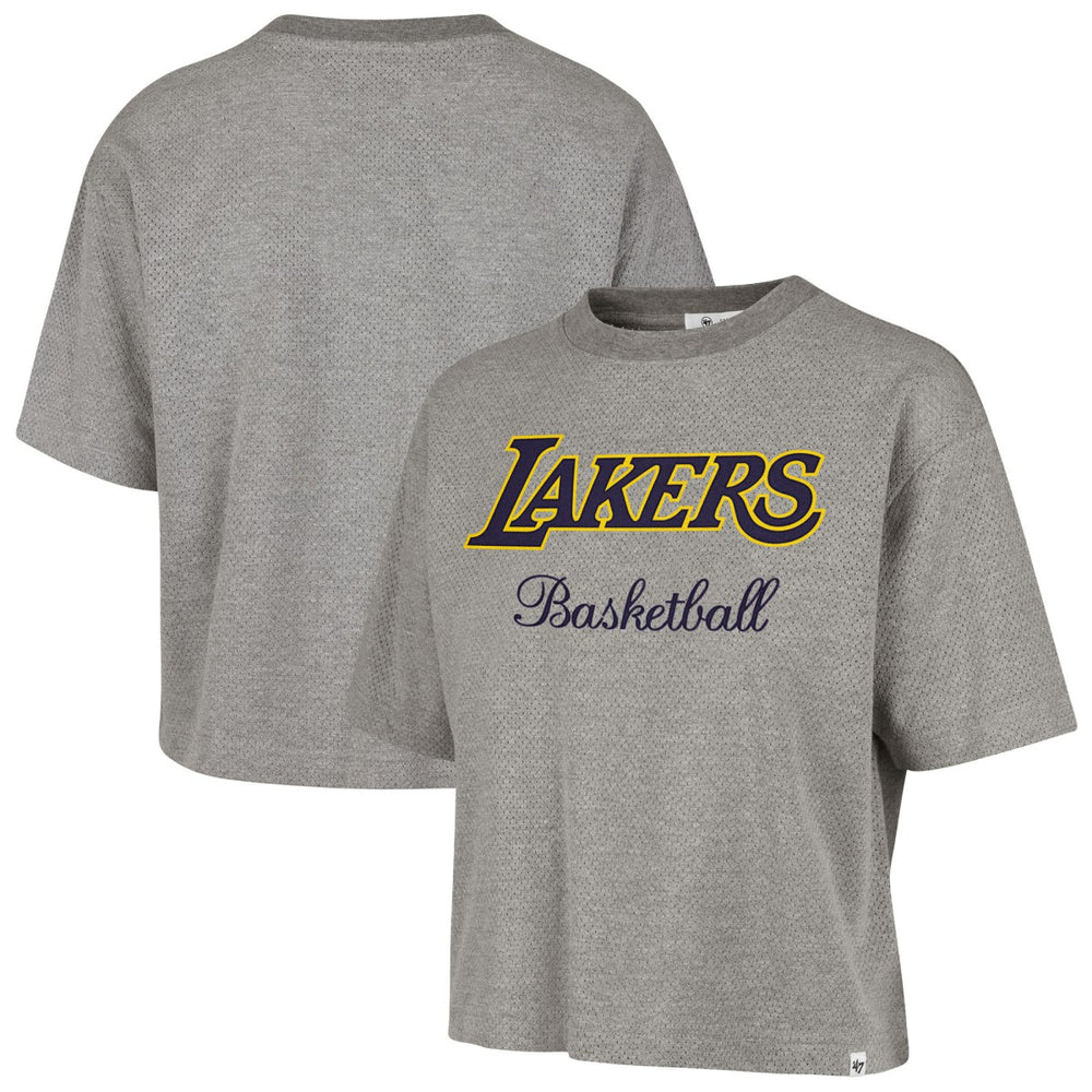 Los Angeles Lakers '47 Women's Pivot Drop Needle Cropped T-Shirt Gray - 47 brand