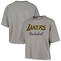 Los Angeles Lakers '47 Women's Pivot Drop Needle Cropped T-Shirt Gray - 47 brand