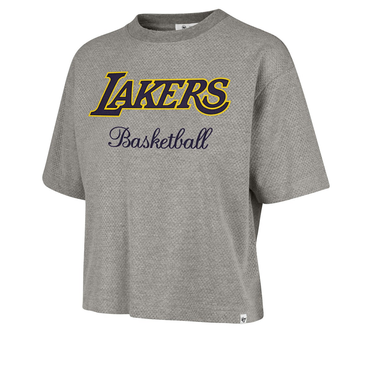 Los Angeles Lakers '47 Women's Pivot Drop Needle Cropped T-Shirt Gray - 47 brand