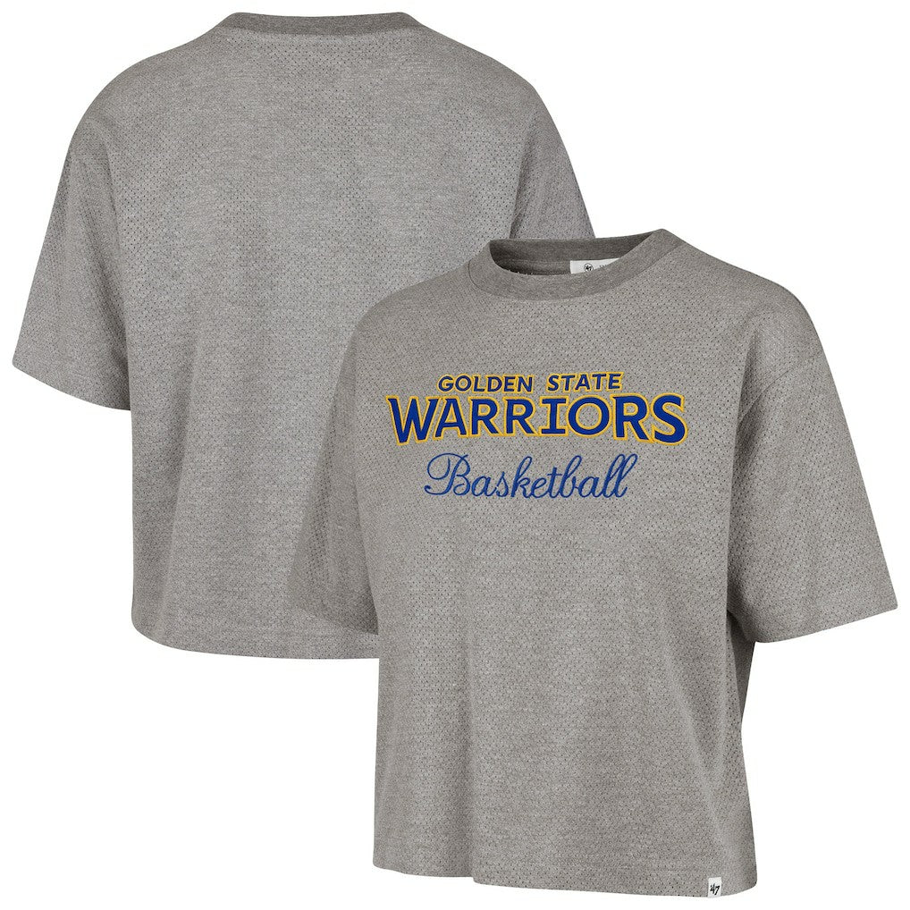 Golden State Warriors '47 Women's Pivot Drop Needle Cropped T-Shirt Gray - 47 brand