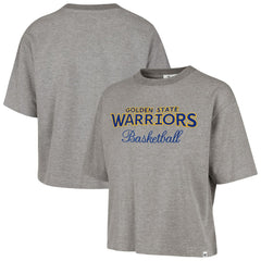 Golden State Warriors '47 Women's Pivot Drop Needle Cropped T-Shirt Gray - 47 brand