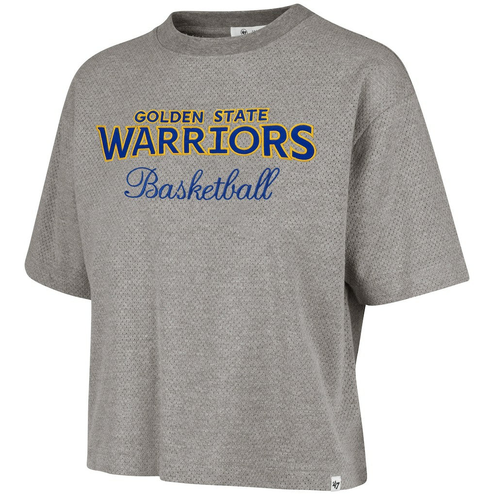 Golden State Warriors '47 Women's Pivot Drop Needle Cropped T-Shirt Gray - 47 brand