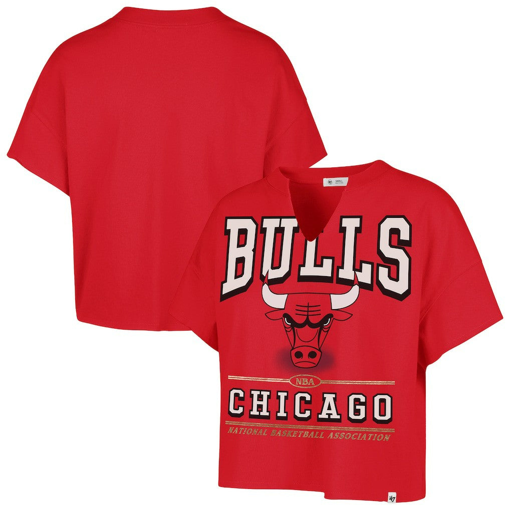 Chicago Bulls '47 Women's Elation Oversized Notch Neck T-Shirt Red - 47 brand