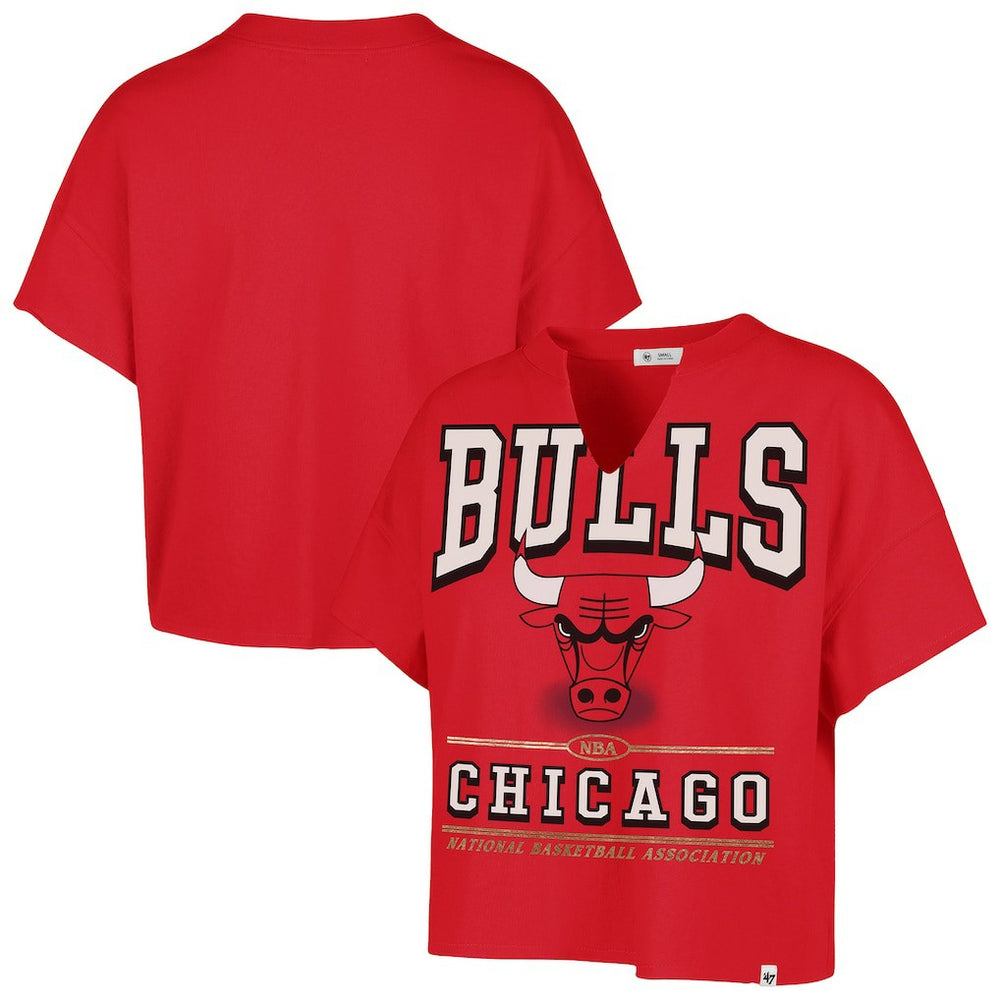 Chicago Bulls '47 Women's Elation Oversized Notch Neck T-Shirt Red - 47 brand