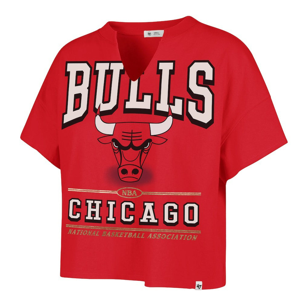 Chicago Bulls '47 Women's Elation Oversized Notch Neck T-Shirt Red - 47 brand