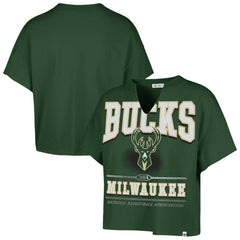 Milwaukee Bucks '47 Women's Elation Oversized Notch Neck T-Shirt Hunter Green - 47 brand