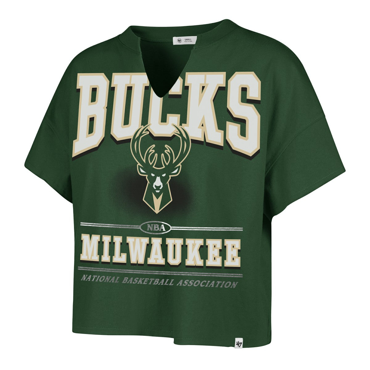 Milwaukee Bucks '47 Women's Elation Oversized Notch Neck T-Shirt Hunter Green - 47 brand