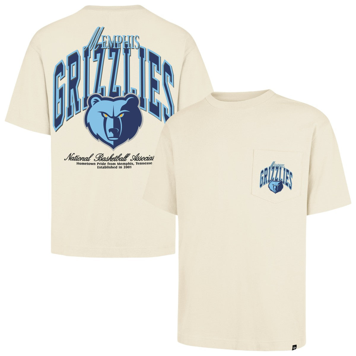 Memphis Grizzlies '47 Unisex Crossover Collection Foundation Pocket T-Shirt Cream - 47 brand