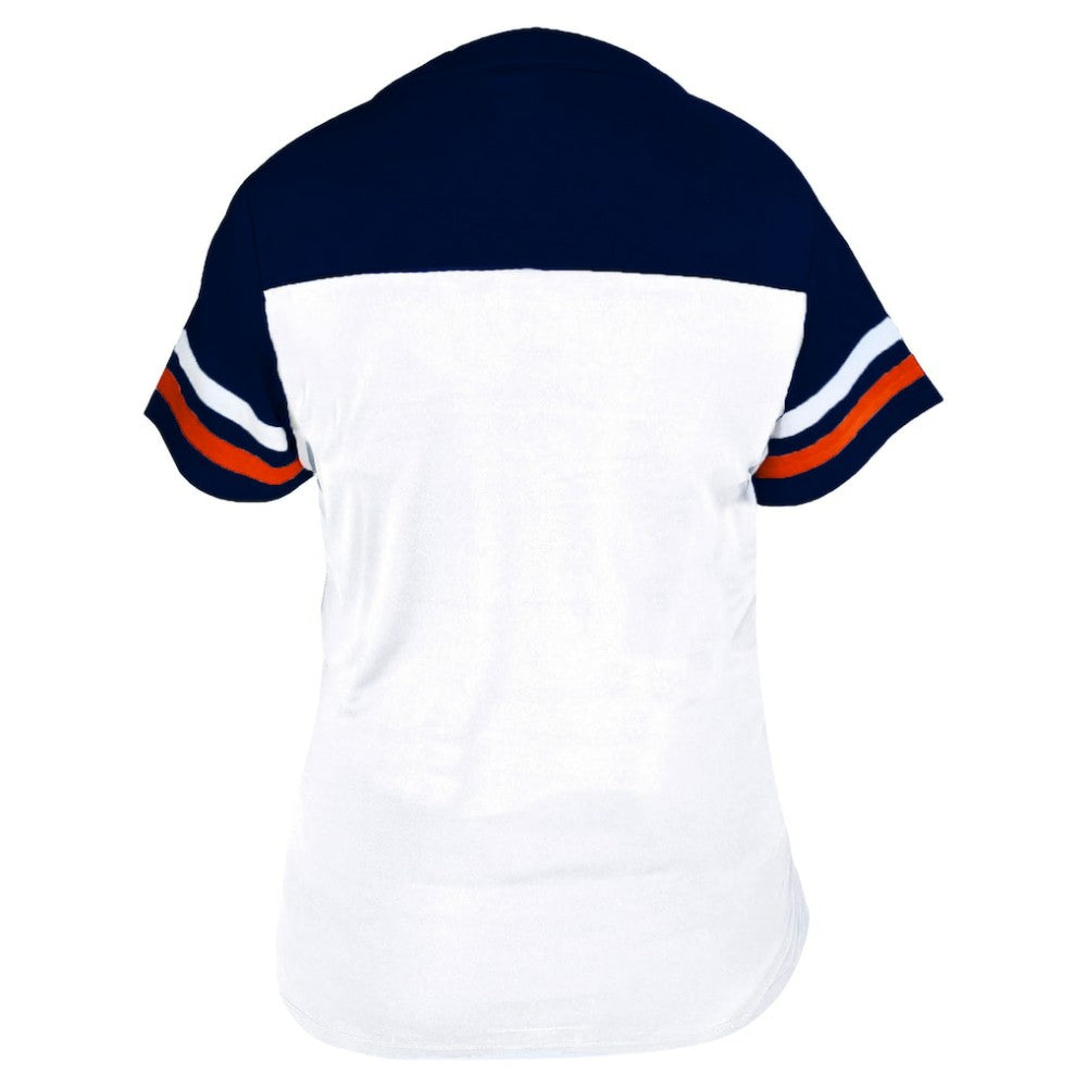 Houston Astros Profile Women's Plus Size Two-Stripe V-Neck T-Shirt - White/Navy T-shirts