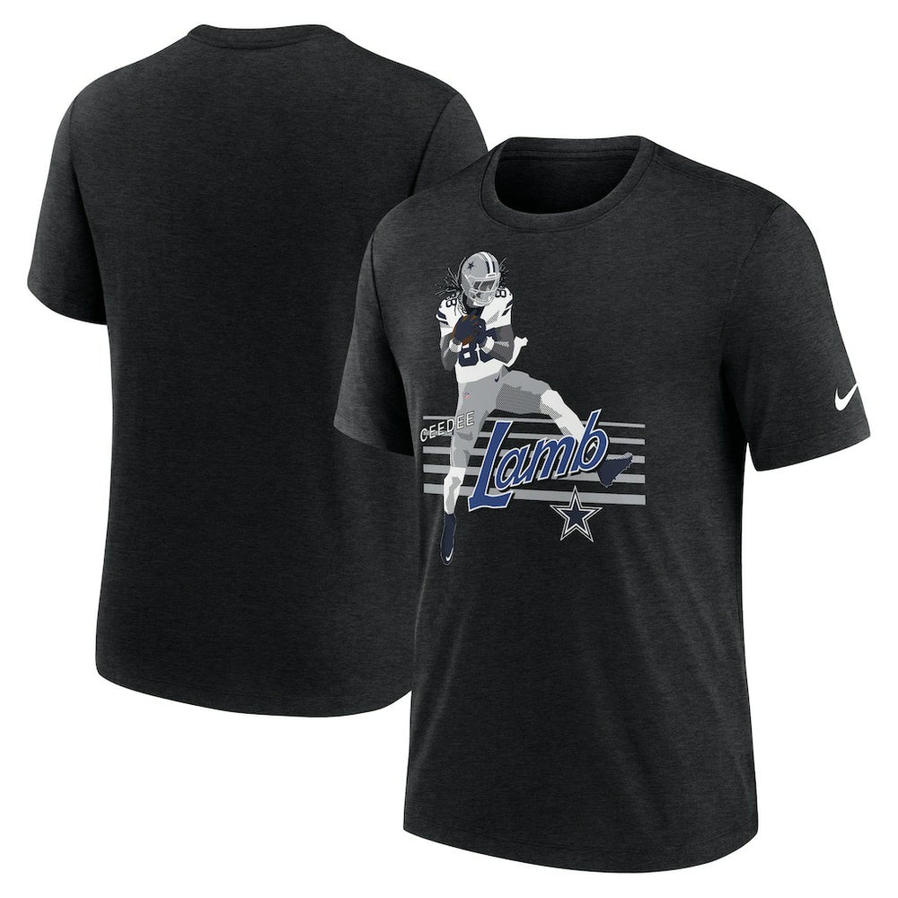 CeeDee Lamb Dallas Cowboys Player Graphic T-Shirt - Heather Black T-shirts