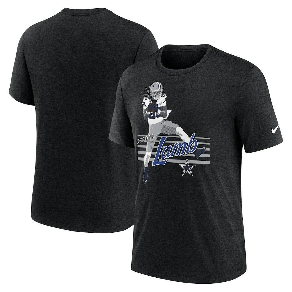 CeeDee Lamb Dallas Cowboys Player Graphic T-Shirt - Heather Black T-shirts