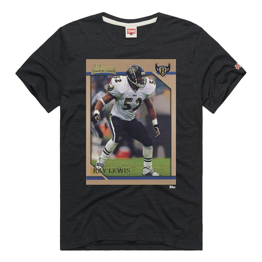 Ray Lewis Baltimore Ravens Homage Unisex NFL Topps Trading Card Tri-Blend T-Shirt - Charcoal T-shirts