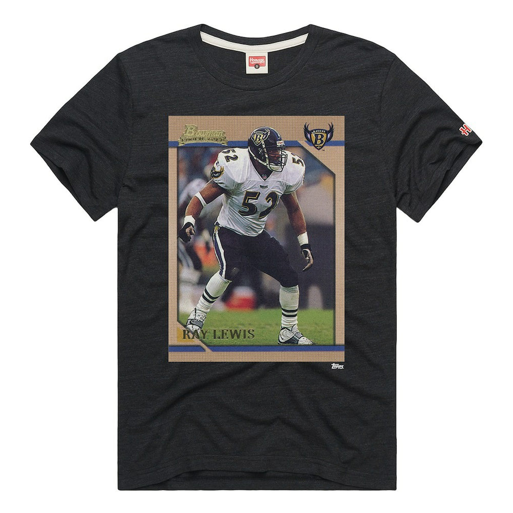 Ray Lewis Baltimore Ravens Homage Unisex NFL Topps Trading Card Tri-Blend T-Shirt - Charcoal T-shirts