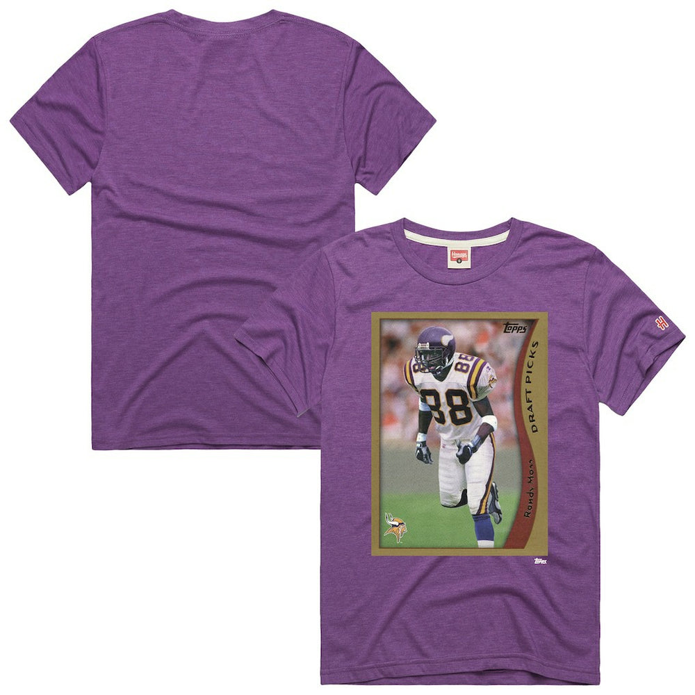 Randy Moss Minnesota Vikings Homage Unisex NFL Topps Trading Card Tri-Blend T-Shirt - Purple T-shirts