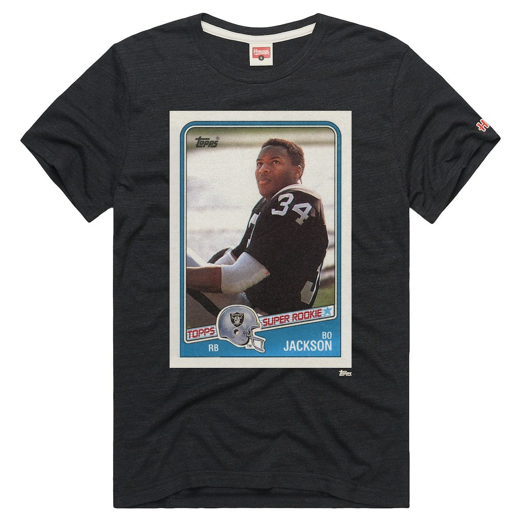 Bo Jackson Las Vegas Raiders Homage Unisex NFL Topps Trading Card Tri-Blend T-Shirt - Charcoal T-shirts