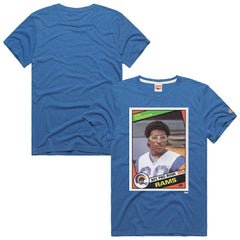 Eric Dickerson Los Angeles Rams Homage Unisex NFL Topps Trading Card Tri-Blend T-Shirt - Royal T-shirts