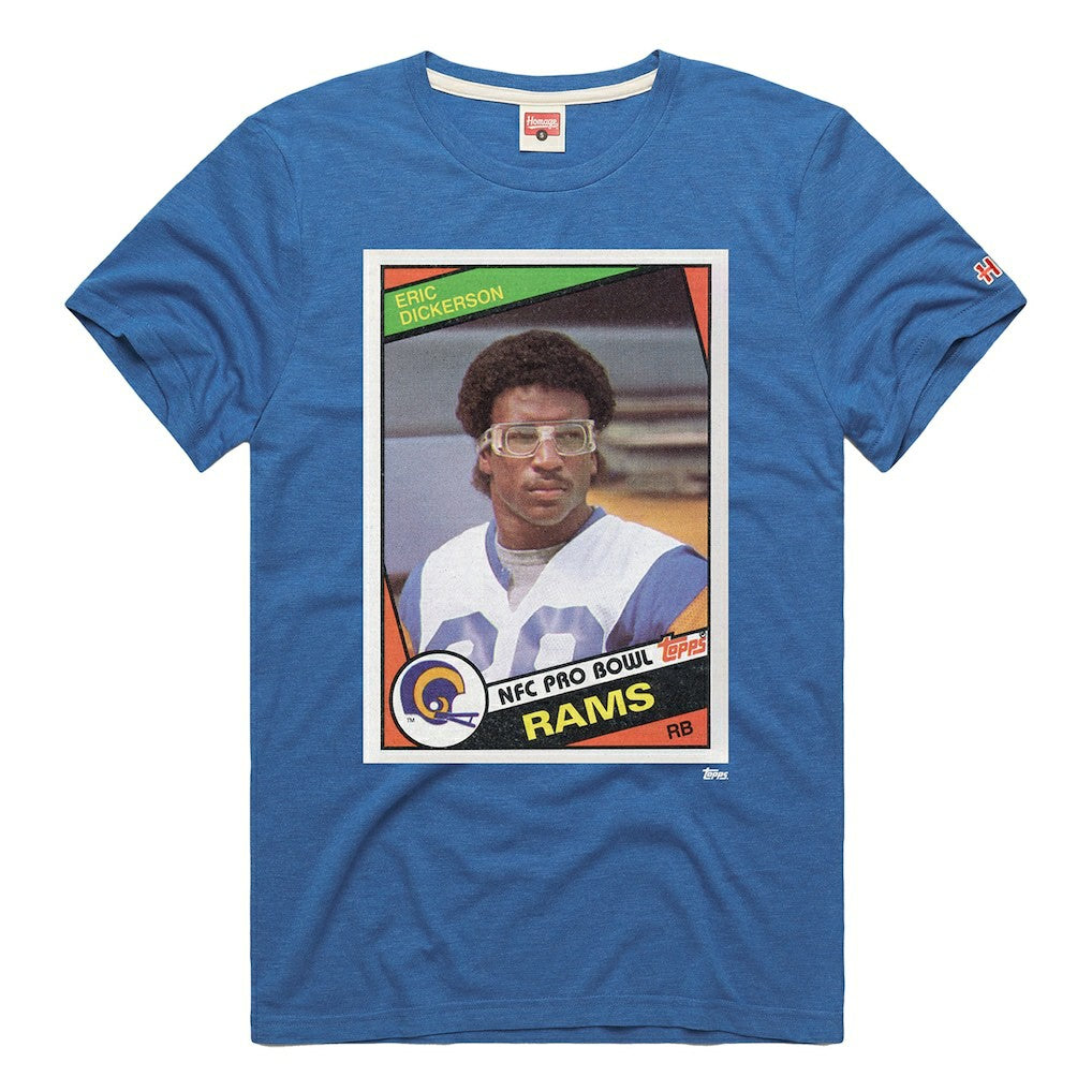 Eric Dickerson Los Angeles Rams Homage Unisex NFL Topps Trading Card Tri-Blend T-Shirt - Royal T-shirts