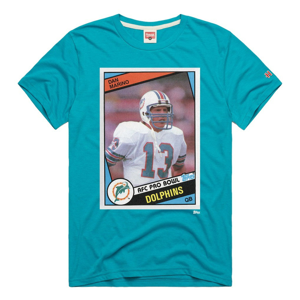 Dan Marino Miami Dolphins Homage Unisex NFL Topps Trading Card Tri-Blend T-Shirt - Aqua T-shirts
