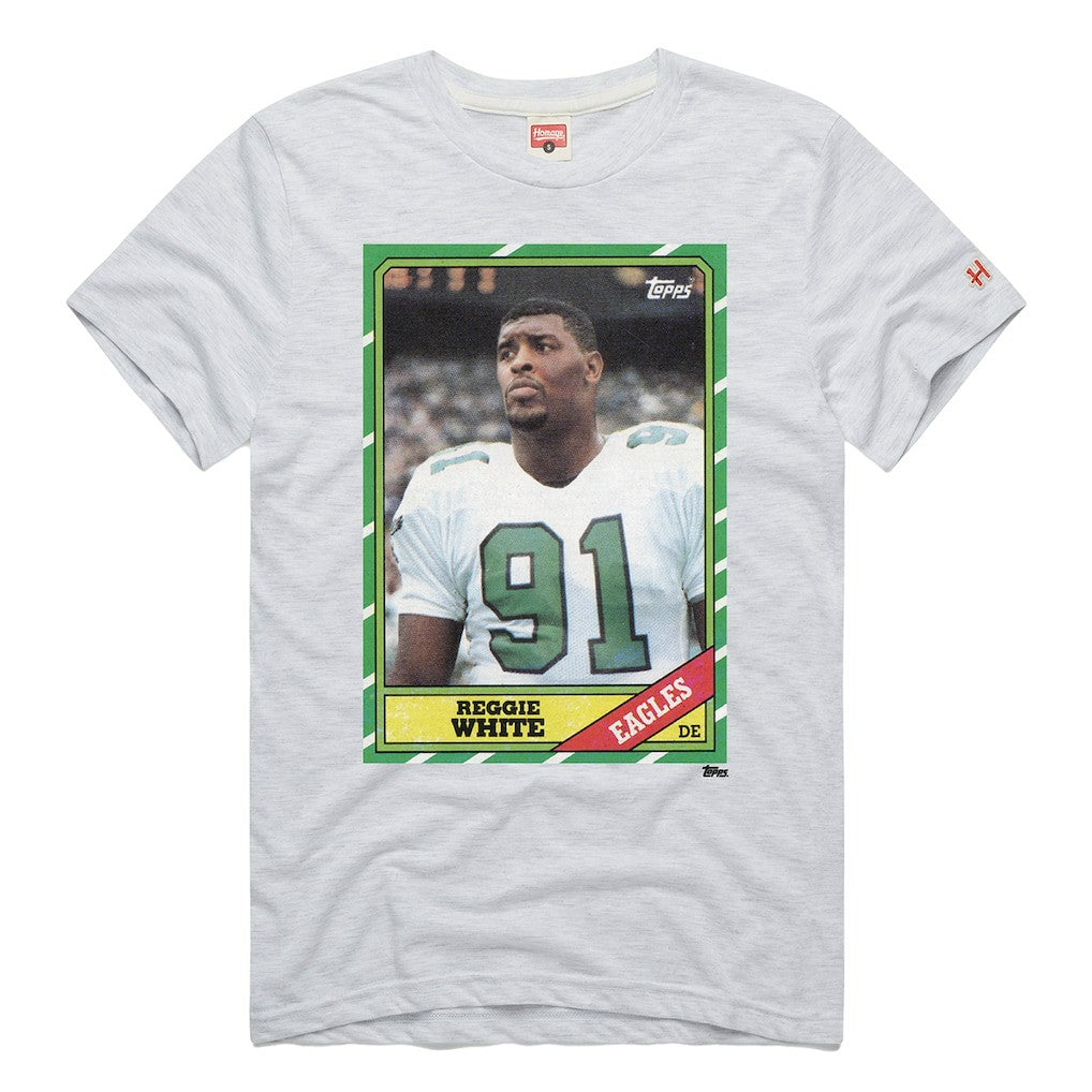 Reggie White Philadelphia Eagles Homage Unisex NFL Topps Trading Card Tri-Blend T-Shirt - Gray T-shirts