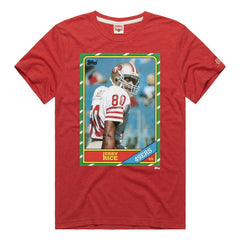 Jerry Rice San Francisco 49ers Homage Unisex NFL Topps Trading Card Tri-Blend T-Shirt - Scarlet T-shirts