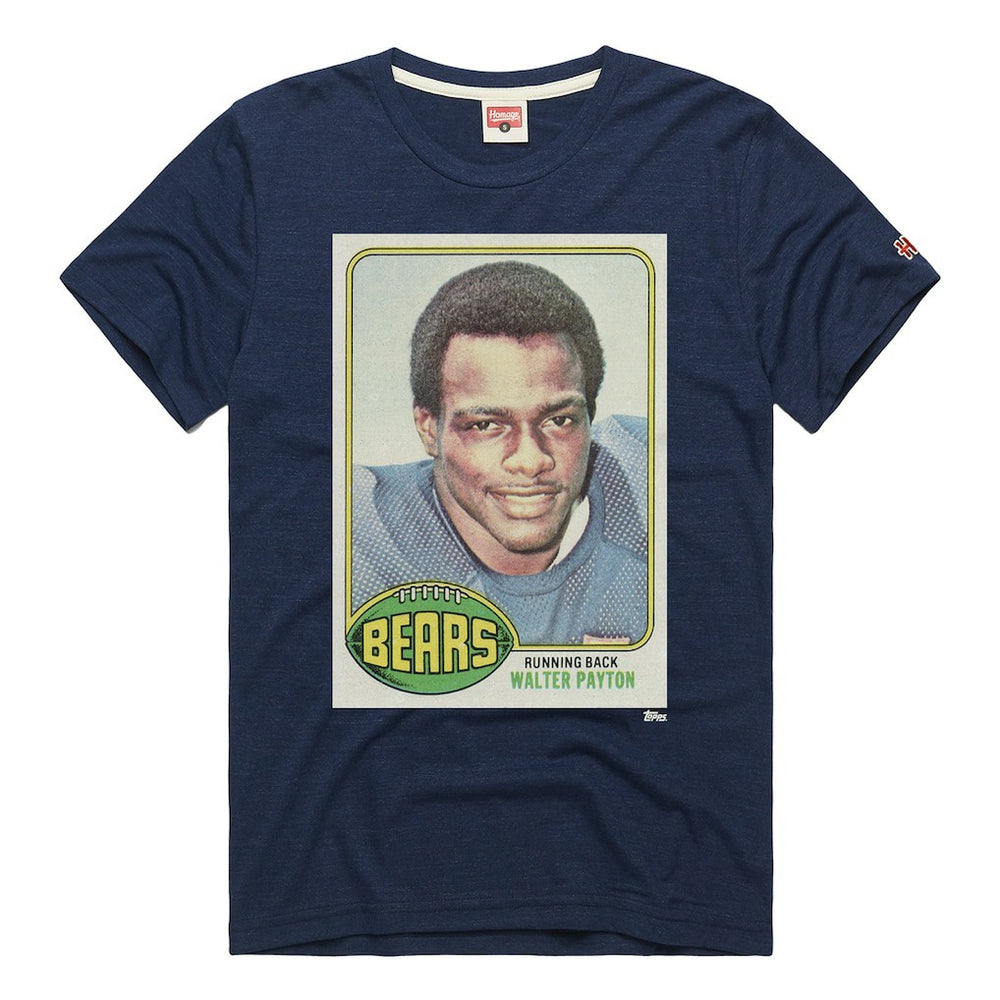 Walter Payton Chicago Bears Homage Unisex NFL Topps Trading Card Tri-Blend T-Shirt - Navy T-shirts