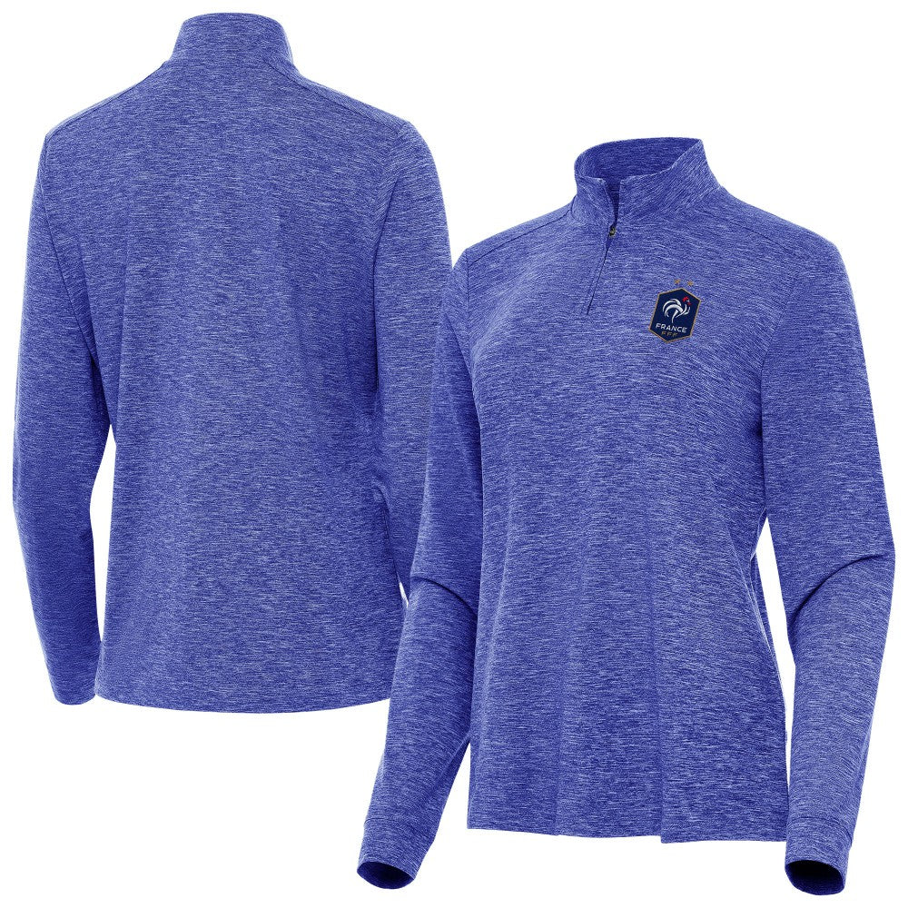 France National Team Antigua Women's Master Quarter-Zip Pullover Heather Royal