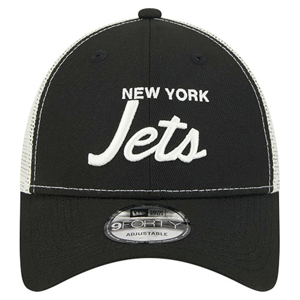 New York Jets New Era Apple Trucker 9FORTY Adjustable Hat - Black Hats