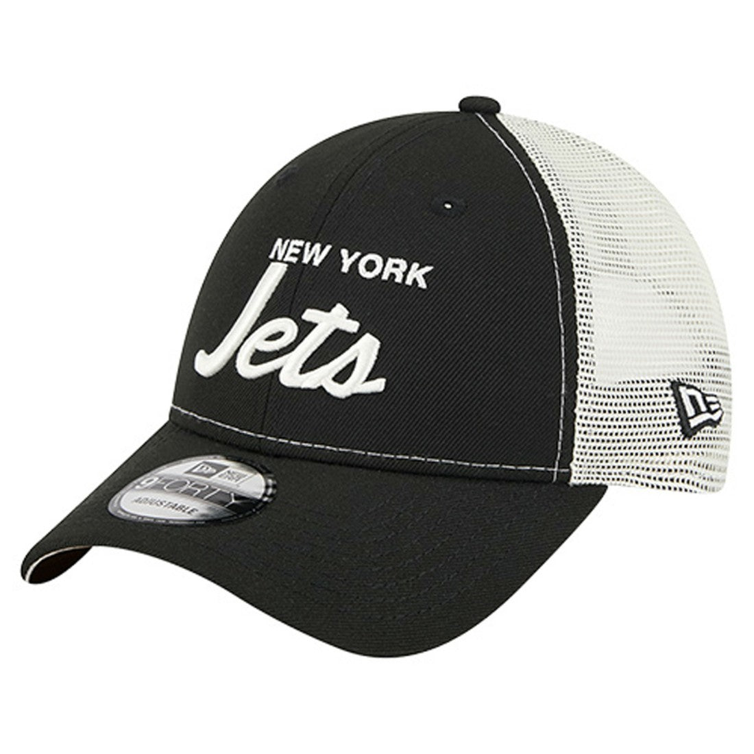 New York Jets New Era Apple Trucker 9FORTY Adjustable Hat - Black Hats