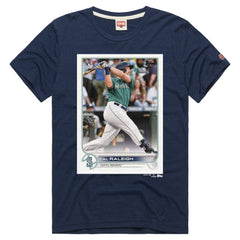 Cal Raleigh Seattle Mariners Homage Topps Baseball Card Player Tri-Blend T-Shirt - Navy T-shirts