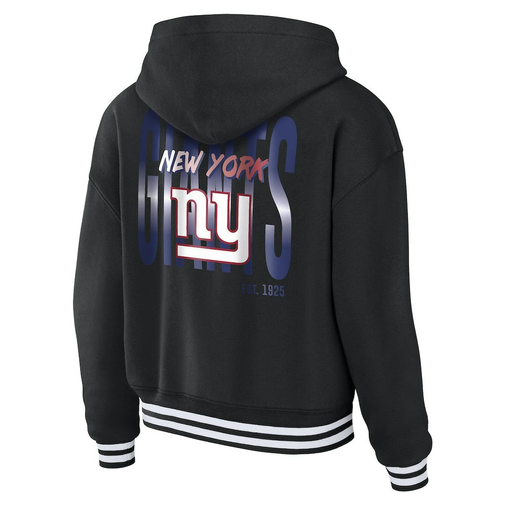 New York Giants WEAR by Erin Andrews Women's Lace-Up Fleece Hoodie - Black Hoodies