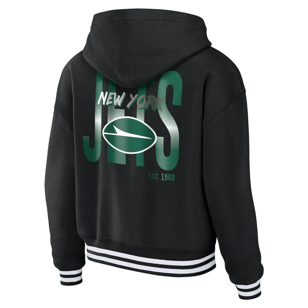 New York Jets WEAR by Erin Andrews Women's Lace-Up Fleece Hoodie - Black Hoodies