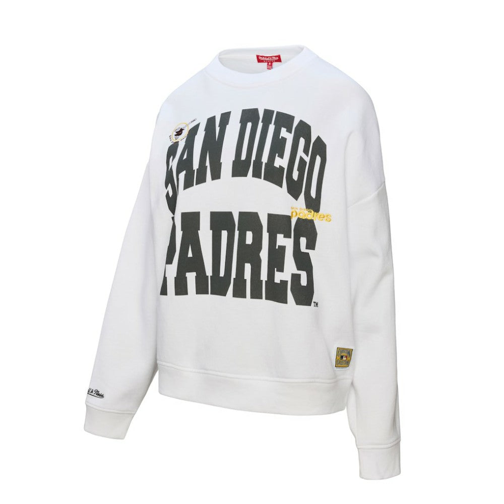 San Diego Padres Mitchell & Ness Women's Oversized Cooperstown Sweatshirt - White Sweatshirts