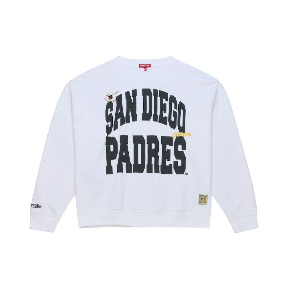San Diego Padres Mitchell & Ness Women's Oversized Cooperstown Sweatshirt - White Sweatshirts