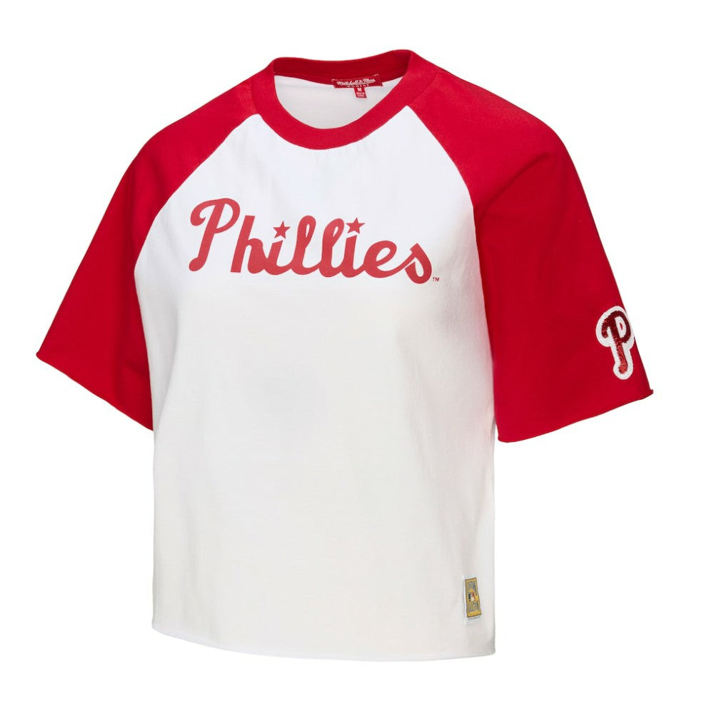 Philadelphia Phillies Mitchell & Ness Women's Cropped Raglan Boxy T-Shirt - White T-shirts